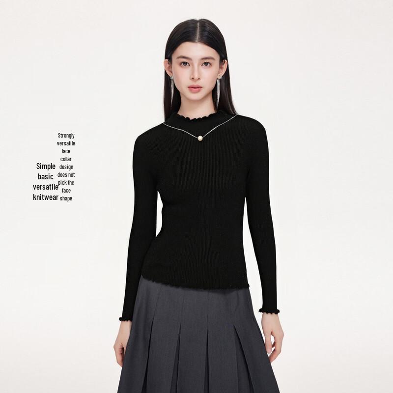 

FivePlus Ruffled Collar Knit Top One Size