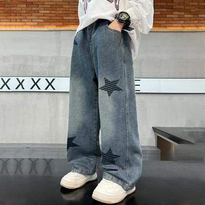 Kids' Boys Korean-Style Straight Leg Jeans - Spring & Autumn Casual Pants