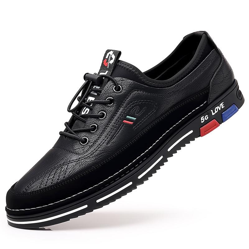 New Handmade Casual Men s Versatile Fashion Leather Shoes, Trendy and Stylish Footwear 46 чёрный