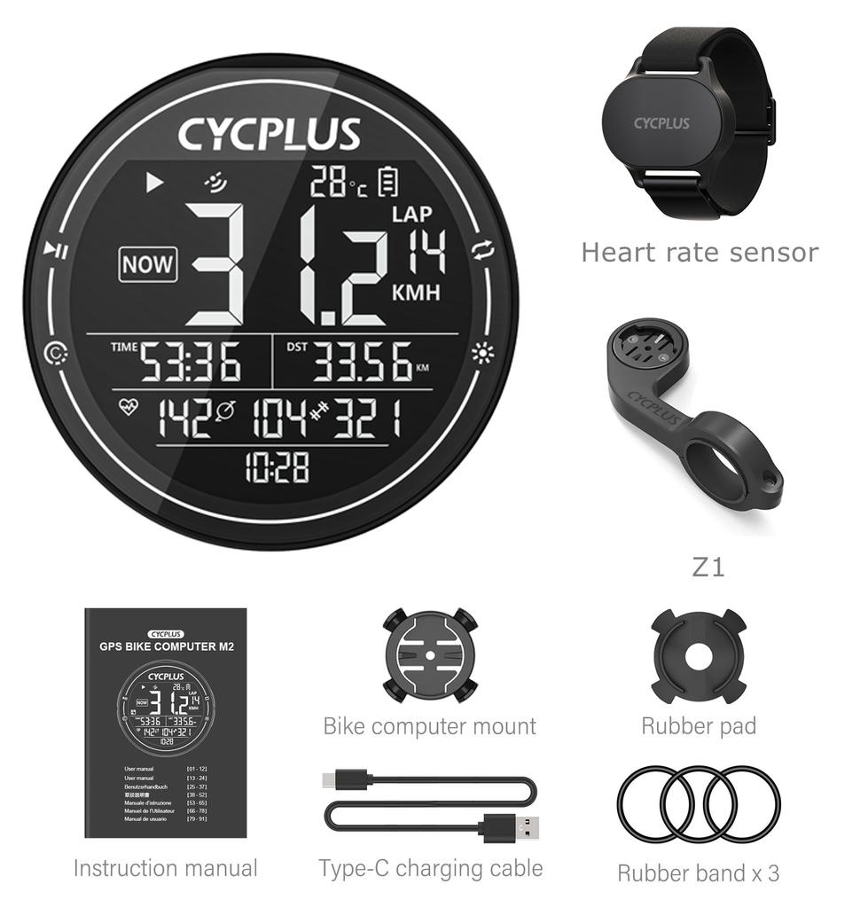 CYCPLUS M2 Accessoires de Vélo GPS Ordinateur de Vélo Sans Fil ANT+ BLE 5.0 Étanche Compteur de Vitesse Vélos Cyclocompteur
