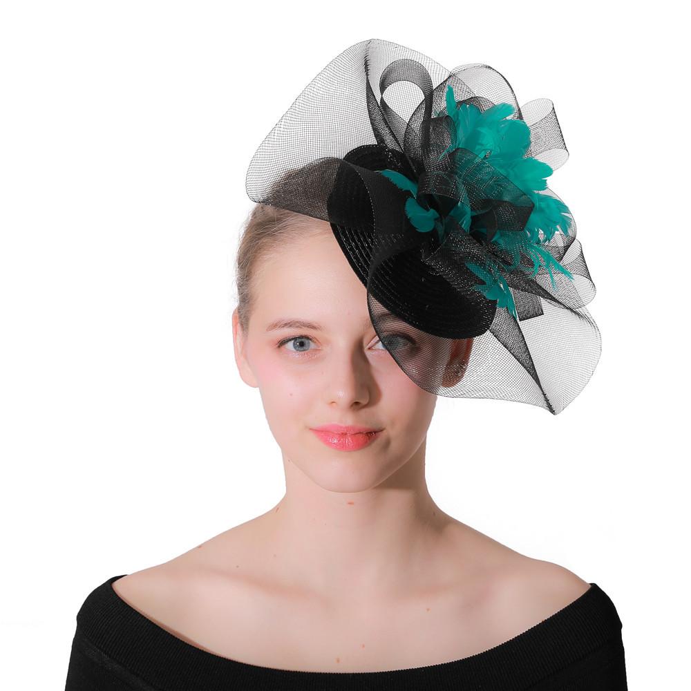 European And American Bride Hair Accessories Feather Headgear Popular Banquet Photo Top Hat Pp Imitation Hemp Headgear