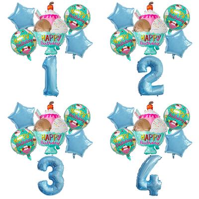 Birthday Ice Cream Aluminum Film Balloon Set 32 Inch Blue Digital Children'S Birthday Party Photo Arrangement Balloon