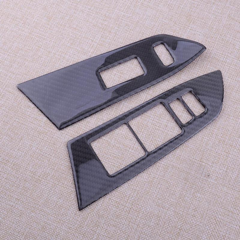1 Set Black Interior Door Window Glass Switch Covers Trims Fit For Toyota Tundra 2014 2015 2016 2017 2018 LHD Carbon Fiber