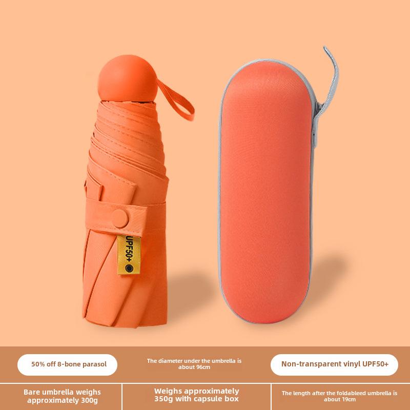 Compact Dual-Use Capsule Umbrella: Portable, Foldable, Lightweight, Sun & Rain Protection