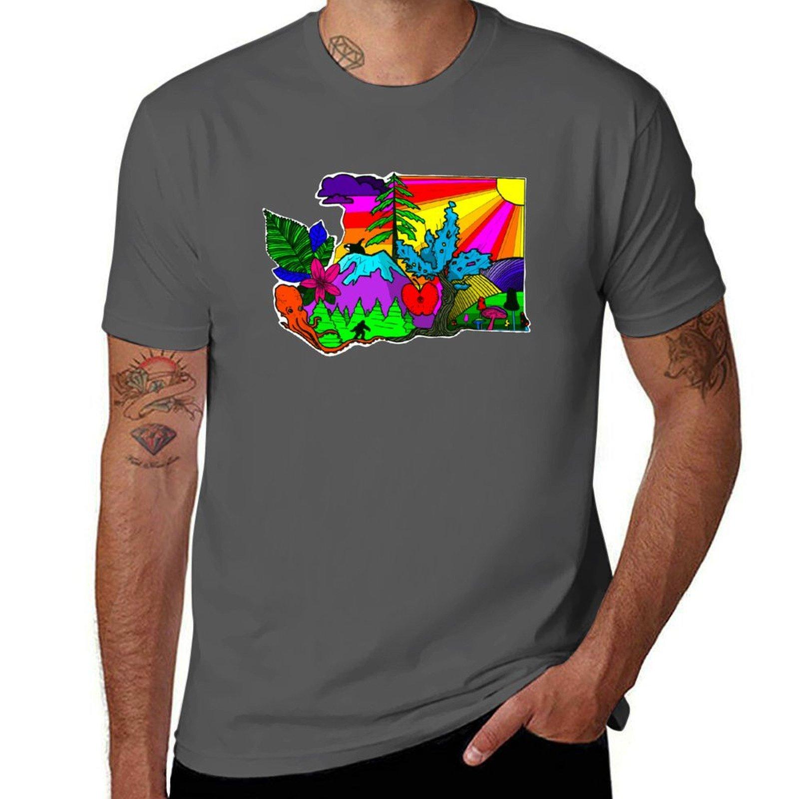 

Neon WA TShirt Basic Crew Neck Short Sleeve Top 4XL