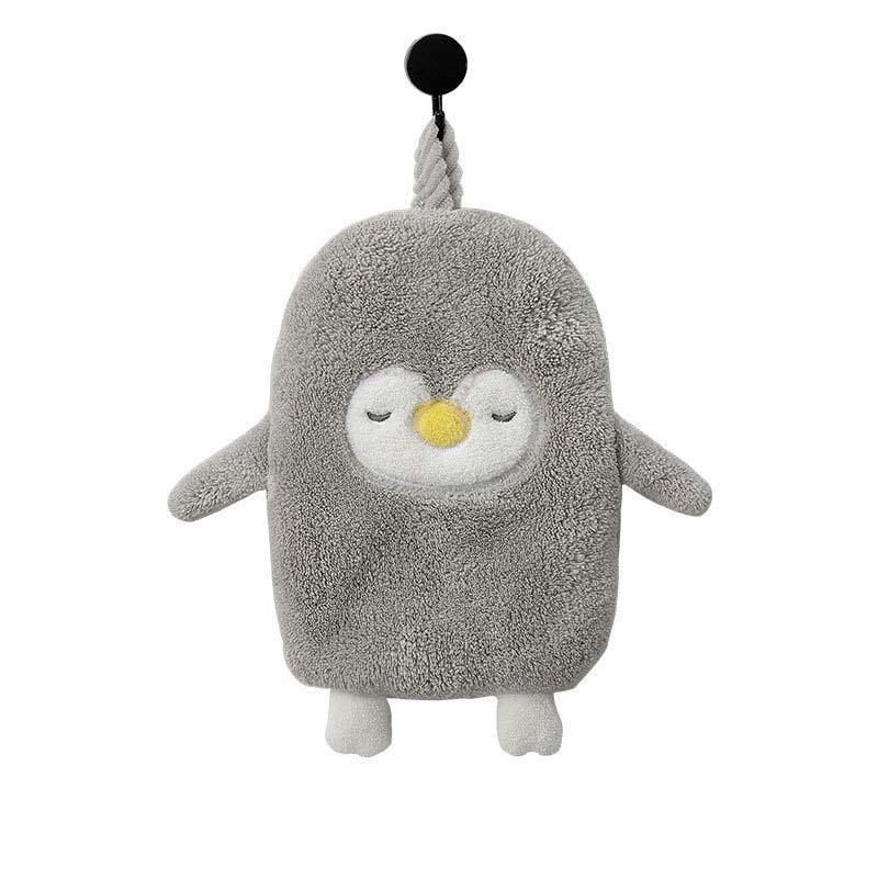 Small Penguin Wipe Hand Towel Hand Towel Kitchen Bathroom Draped Coral Velvet Cartoon Hand Towel Animal Thickening Absorbent