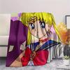 Sailor Moon Sailor Mercury pattern Flannel Blanket, High quality Comfortable for All Seasons, Home Decor, Warmth and Comfort, Perfect for Gifts.