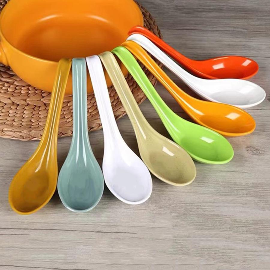 5pcs High Temperature Resistant Plastic Spoon Multicolor Available Suit for Household Restaurant Cafeteria Classic Style Spoon