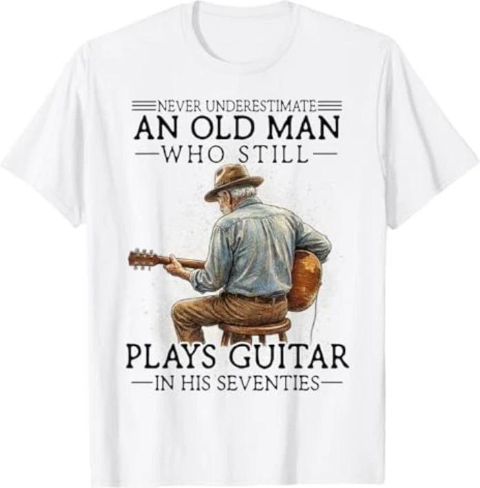 Mens 70th Birthday Acoustic Guitar Player Vintage Seventies T-Shirt S