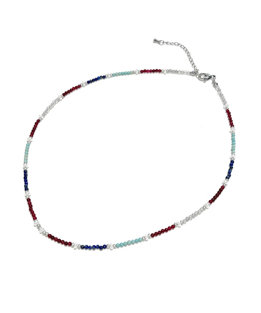 Ssy Red Bean Mint India Stone Glass Bead Necklace