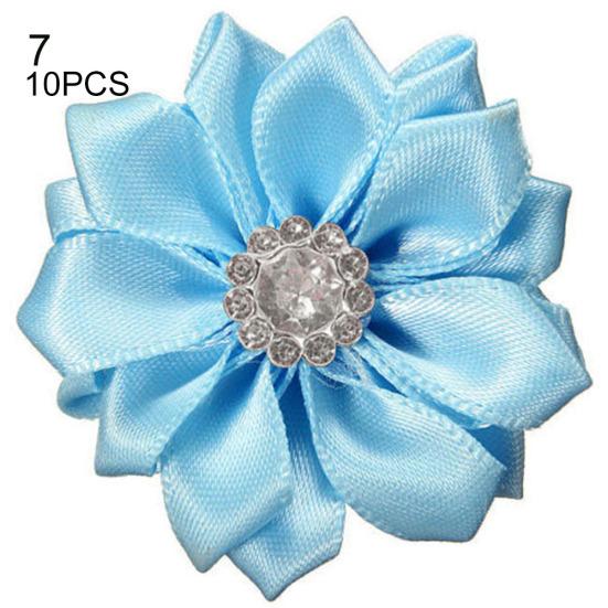 10 stk 4 cm satengbånd blomster skinnende rhinestone applikasjoner DIY bryllupshåndverk