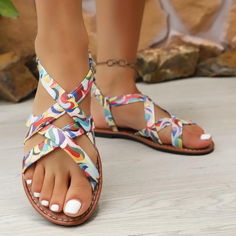 Woven Sandals Women's 2025 New Flat Sandals Pattern Large Size Sandals