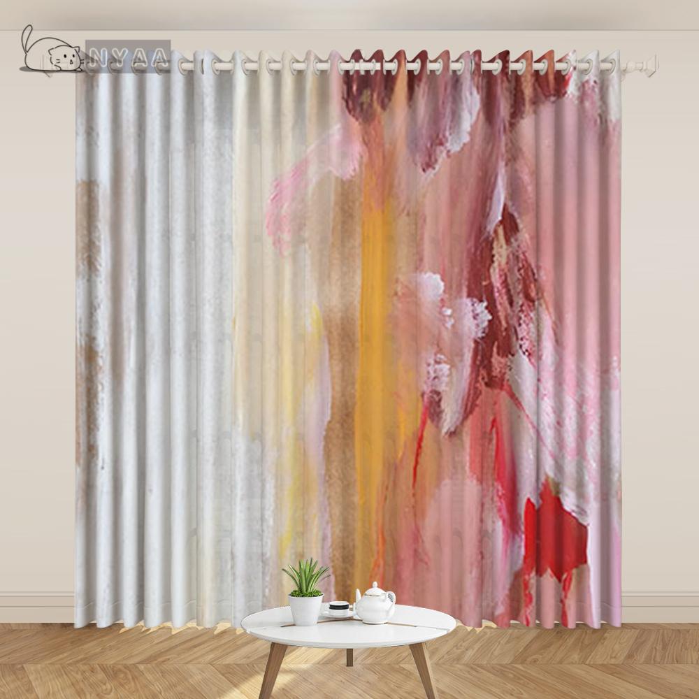 Postmodern Curtain Paint Watercolor Ink Lines Geometric Abstract Curtain Decoration Studio Minimalist Art Living Room Curtain