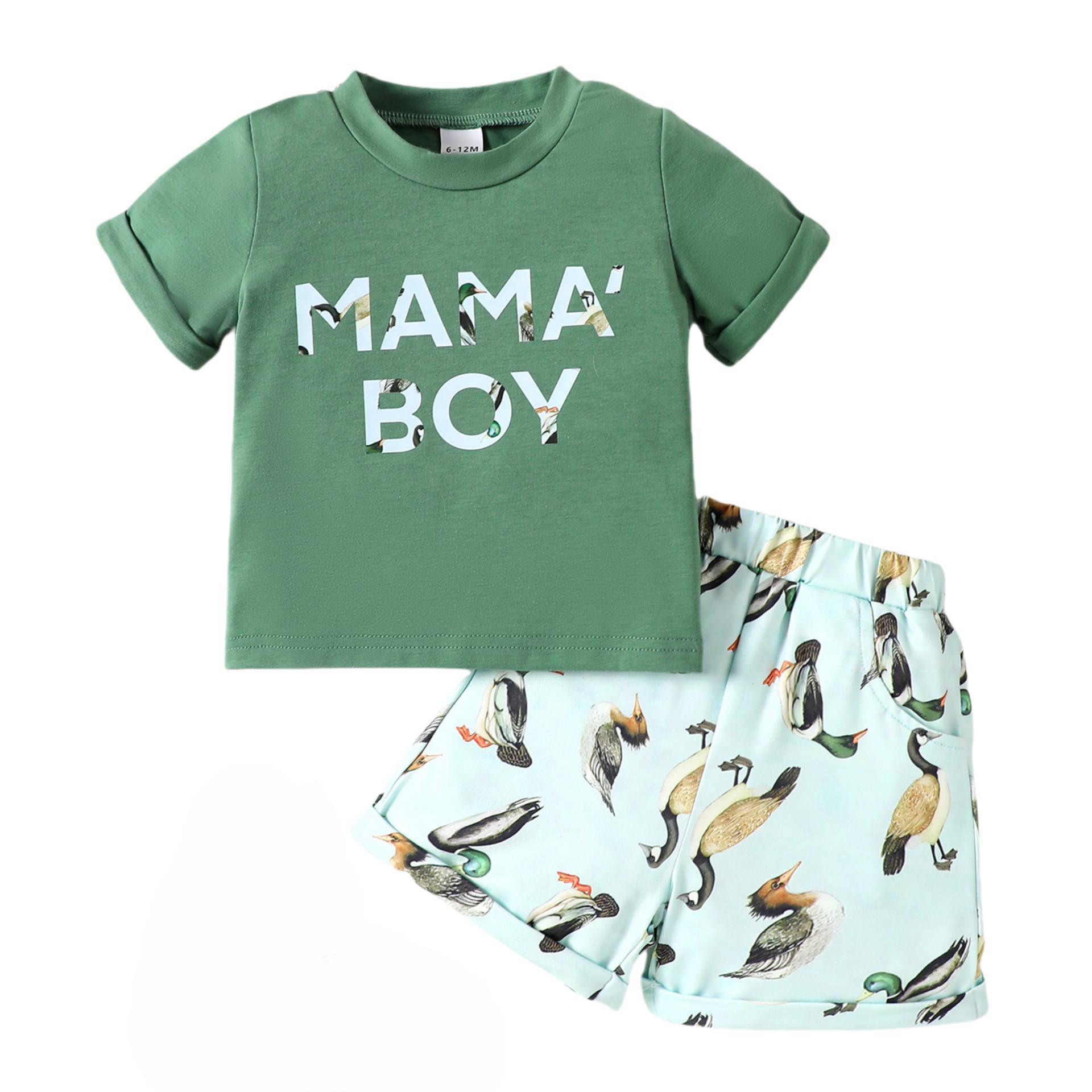 

Комплект для мальчиков Летний Детский Повседневный Комплект с Футболкой с Коротким Рукавом с Буквами и Шортами с Милым Животным Принтом 2-3Y