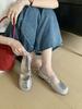 Fashion IPPEUM Ballet Flats Women PU Leather 2025 New Summer Fashion Soft Silver Ballerina Shoes Kawaii Mary Janes