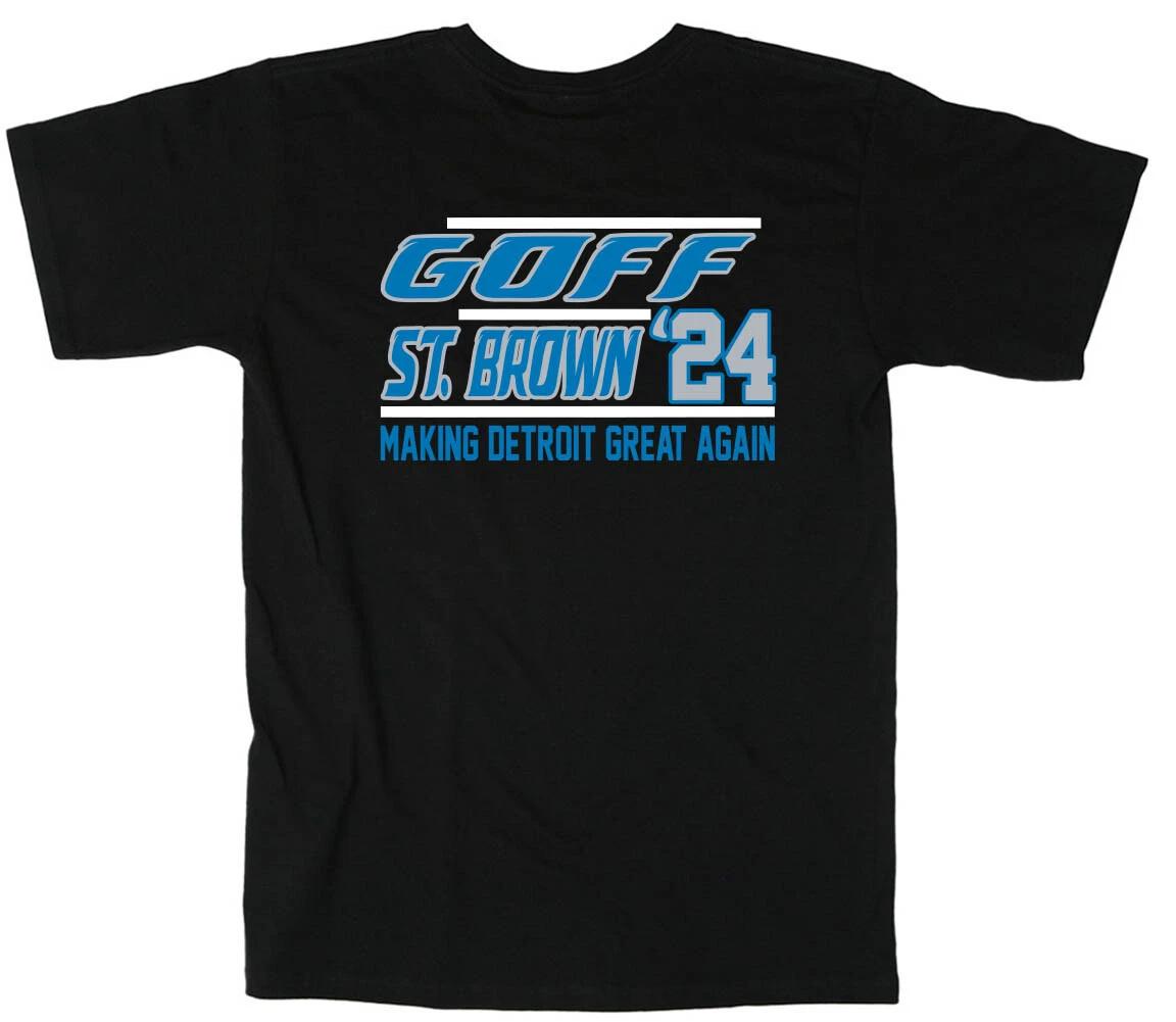 Jared Goff Amon-Ra St. Brown Lions 2024 Long Short Sleeve T-Shirt S