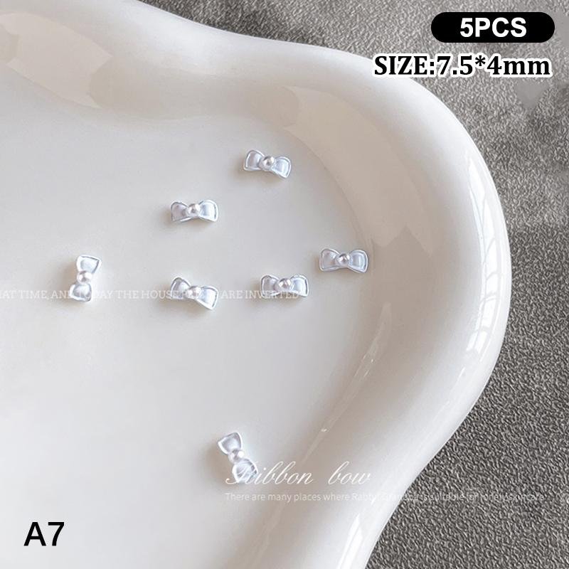 5 Stück 3D Schleifen Krawatte Nagelkunst Charms, Luxus 3D Legierung Schleifen Strasssteine, Nageldekoration Zubehör