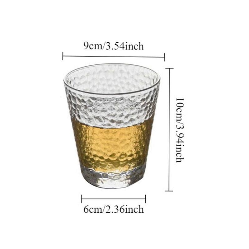 300ml/320ml/330ml/420ml Creative Barware Luxury Cocktail Glass Hammered Water Glass Home Milk Cup Tea Cup Classic Whiskey Glass 1pcs