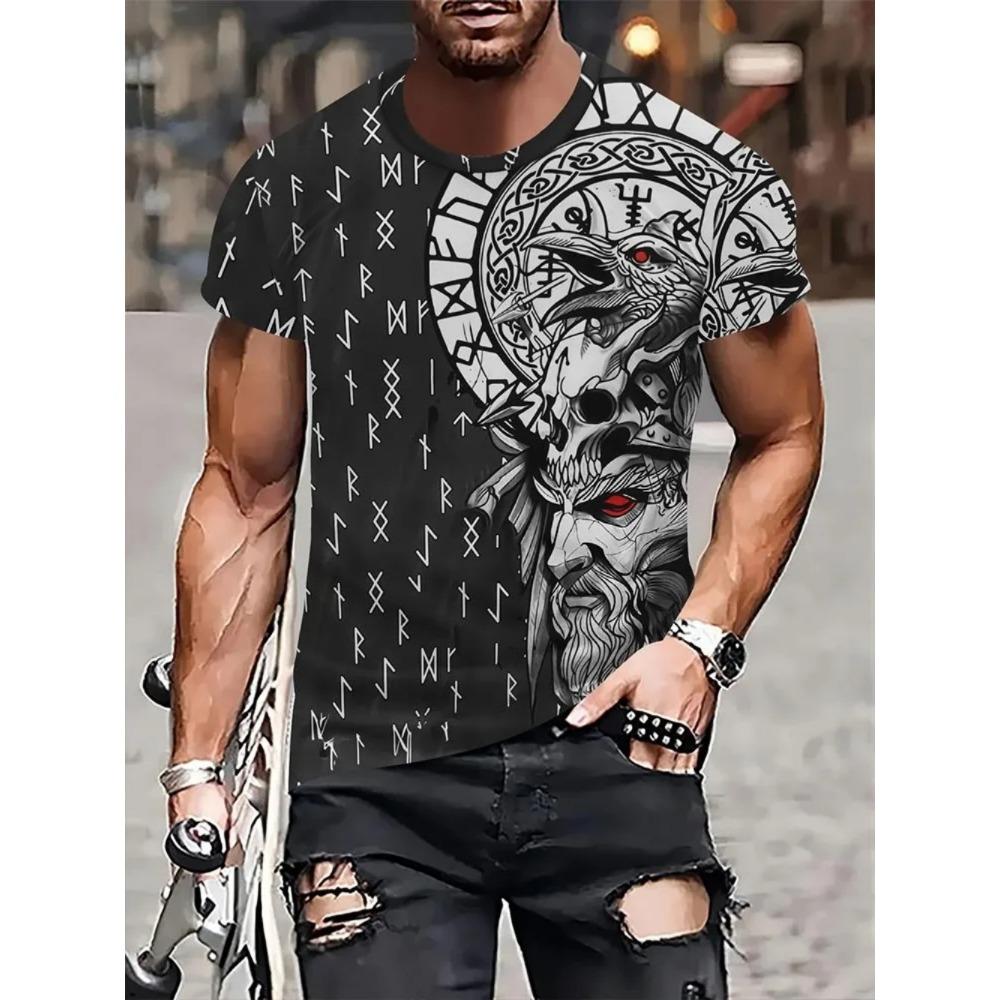 Retro creative striped portrait 3D Printed Short Sleeved T-shirt Fashionable Comfortable Soft Breathable Large Loose Man T-shirt