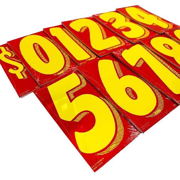 EZ Line Vinyl Decals for Cars Red and Yellow Large Number Stickers Windshield Numbers Dealer Supplies EZ136 (Number 9)