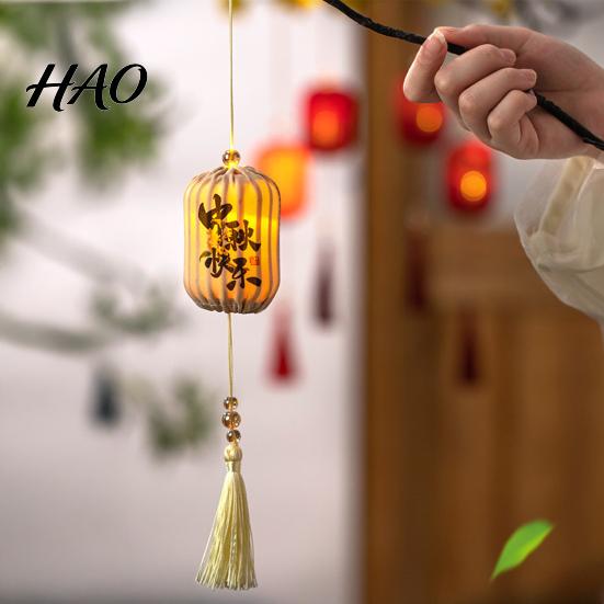 Hanfu Accessory Lanterns Traditional Mini Chinese Lantern with LED Light, Handheld Middle Auspicious Home Decor Autumn Festival for Spring Festival,