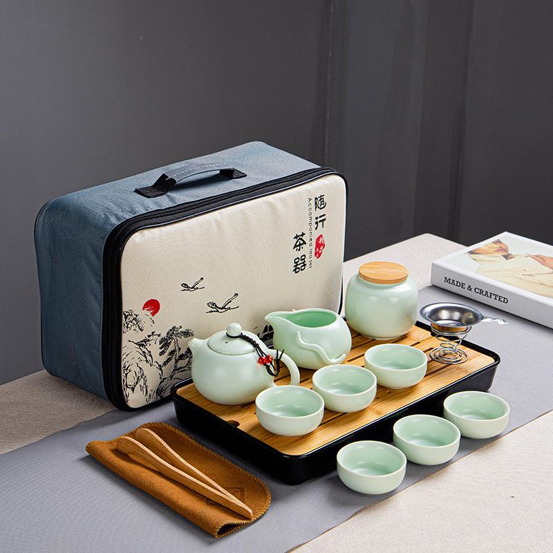 Keramisches Reise-Kung-Fu-Teeset Tragbares Set Dingyao Ein Topf sechs Tassen