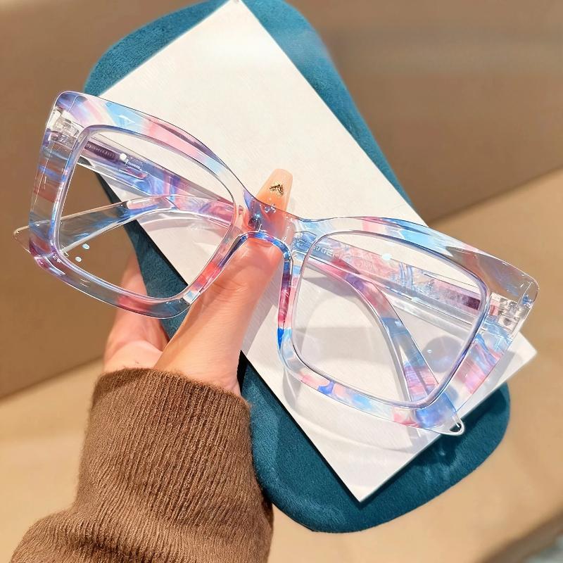 New High-end Printed Presbyopia Glasses Fashion Trend Transparent Frame Spring Foot Anti Blue Light Glasses Diopter To +4.0