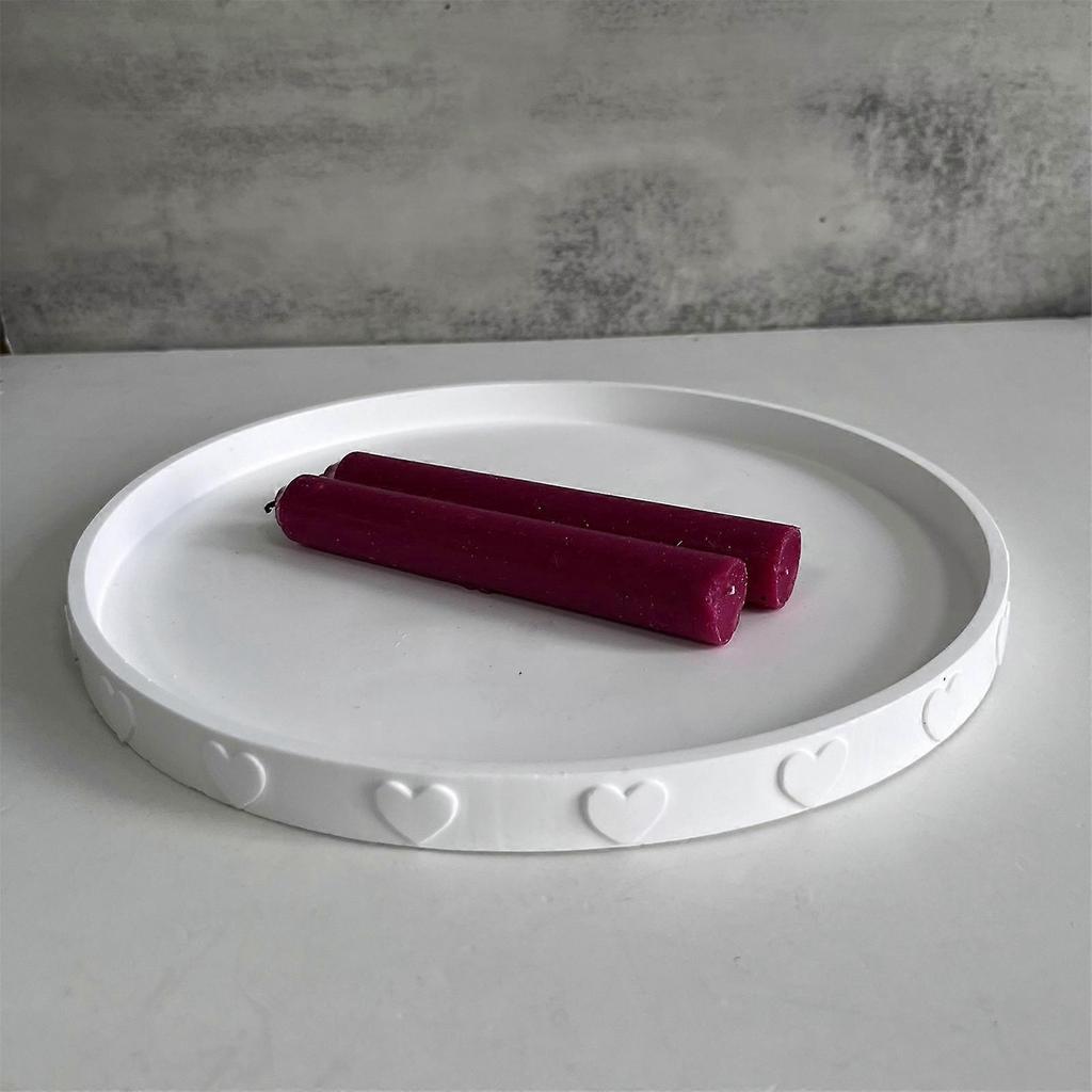 Round Shaped Silicone Tray Mold Creative Tableware Mould Epoxy Heart Print Coaster Mould Handmade Home Decoration