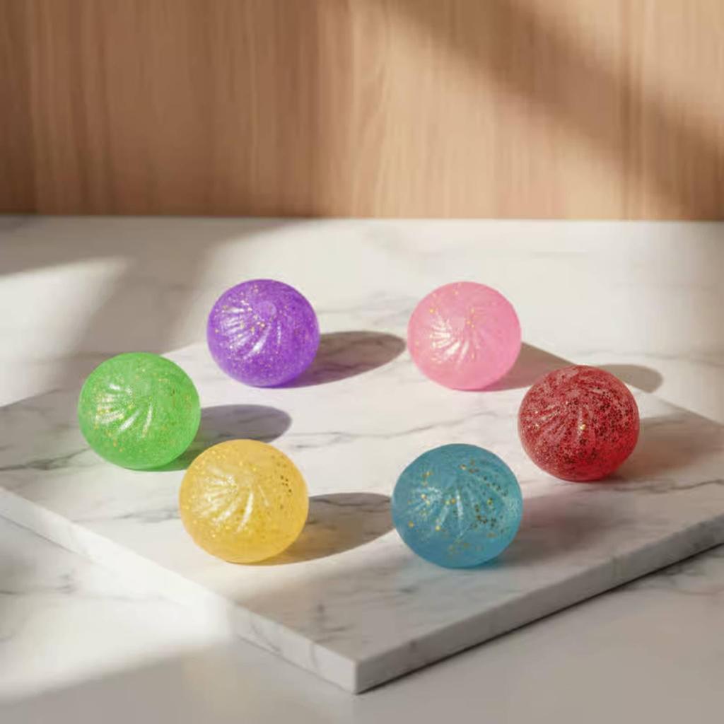 12 Pieces Glitter Dumpling Silent Press Toy Soft Texture Bead Filled Ball for Kids