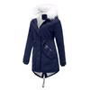 Women's Hooded Plus Velvet Corduroy Coat Ladies Winter Cotton Coat Thickened Mid-length Warm Jacket