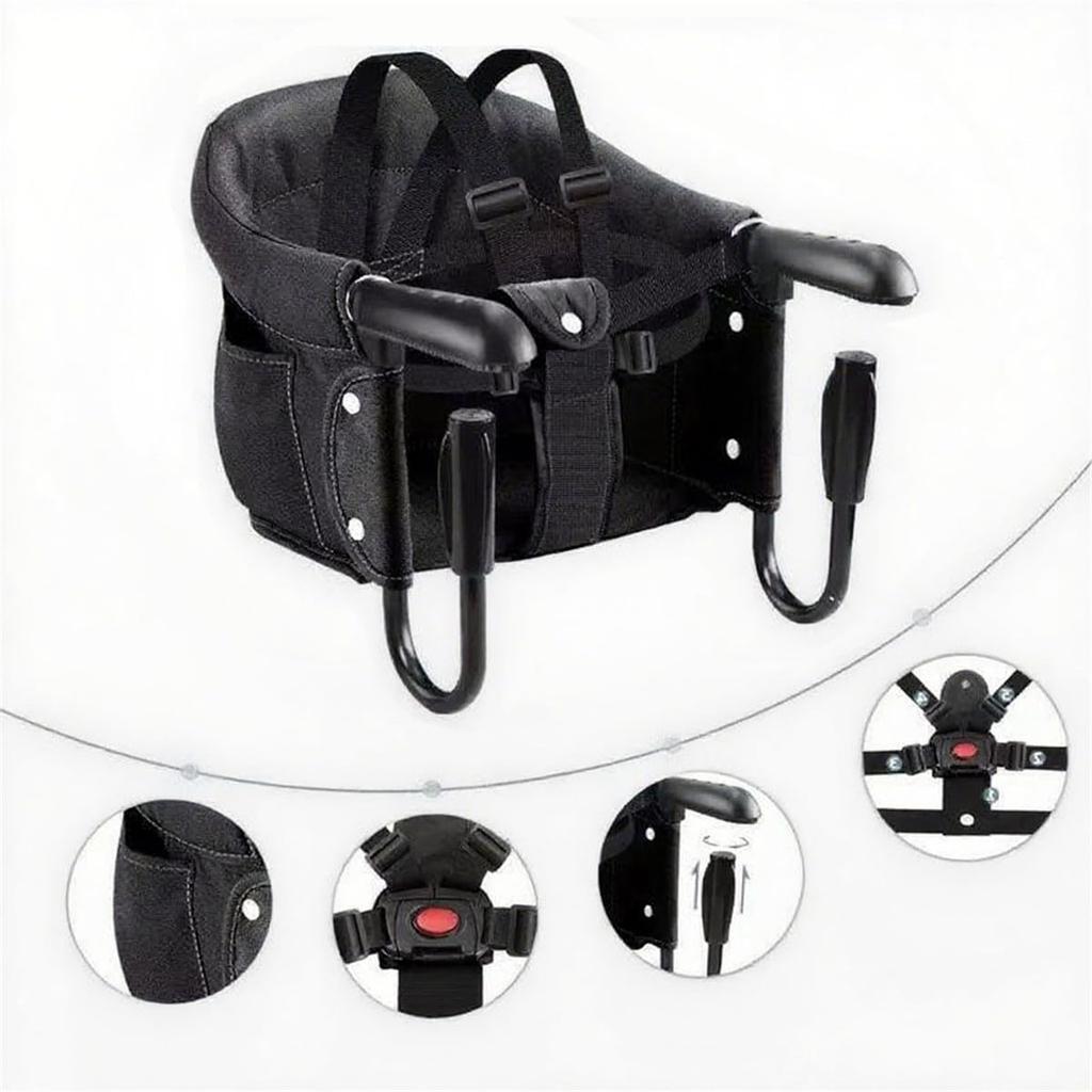 Folding Baby Table and Portable Dining Chair for Ages 6 Months To 3 Table Suitable for Outdoor and Home Use Chair, Years, Attachable, (Black)