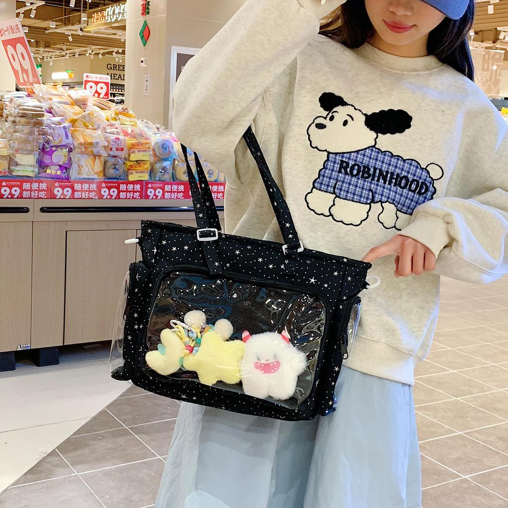 Schoolbag New Japanese Ins High Value Sweet Candy Color Girl Transparent Bar Pain Bag Light Shoulder Bag Messenger Bag