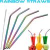 Rainbow Straws Stainless Steel Drinks Straw Metal Drinking Cleaner Reusable Barr