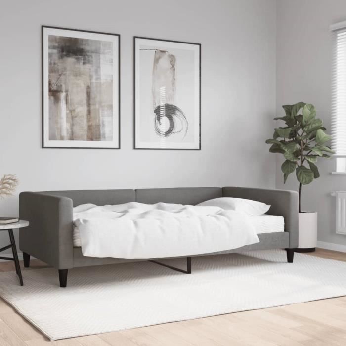 VidaXL Daybed with Mattress Dark Grey 100x200 Cm Fabric 3196566