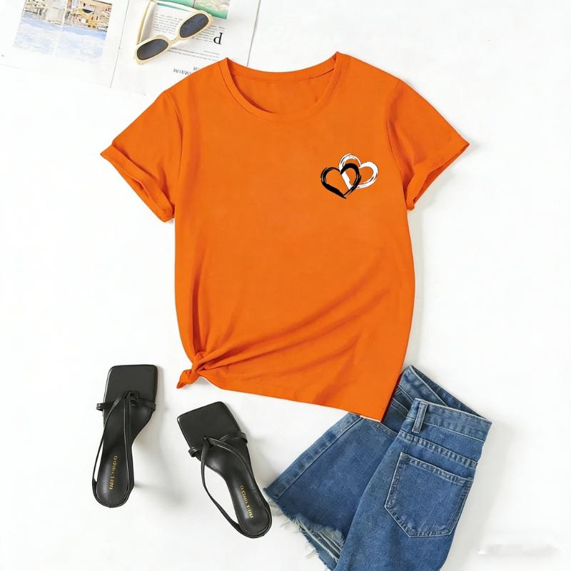 

Модная женская футболка с принтом в виде сердца, повседневная одежда с графическим принтом, унисекс, для Дня святого Валентина, с коротким рукавом, женская уличная одежда, футболка для влюбленных S