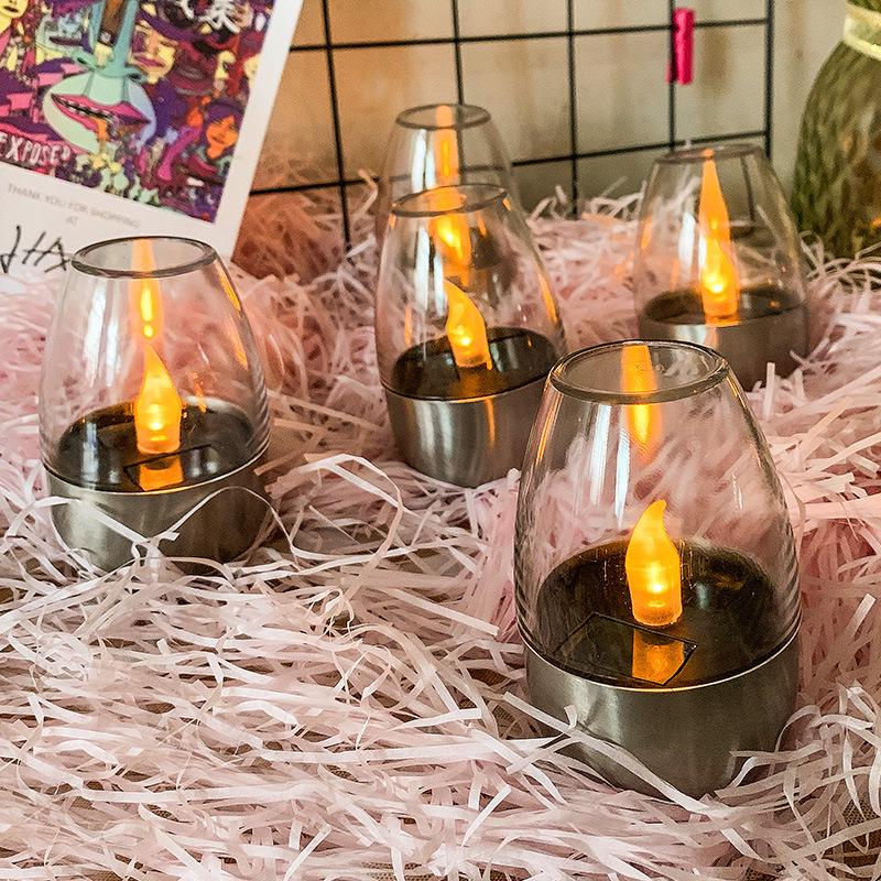 Rainproof Solar Candle Wine Glass Lawn Light for Indoor/Outdoor Use