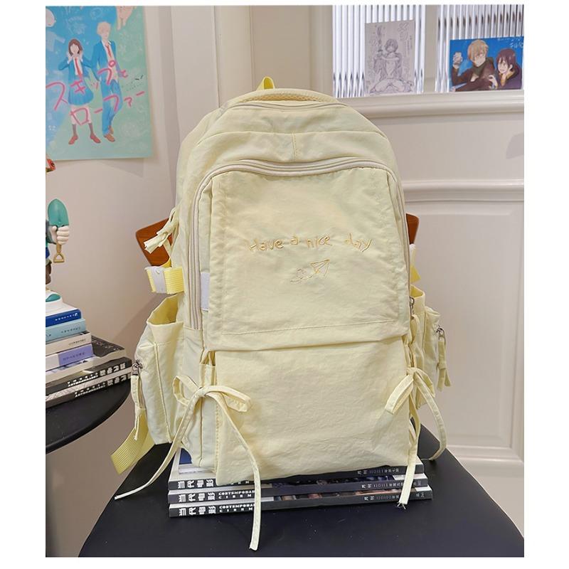 Japanese Style Light Solid Color Backpack Outdoor Travel Large Capacity Backpack Casual Versatile College Student Commuting Schoolbag