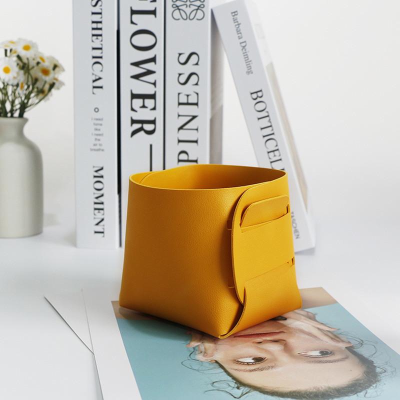 Nordic Minimalist Leather Desk Organizer With Foldable Design For Home Office And Study