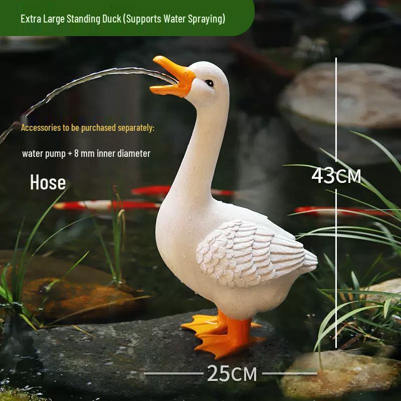 Juran Outdoor Garden White Duck Waterfall Ornament for Fish Pond Landscaping