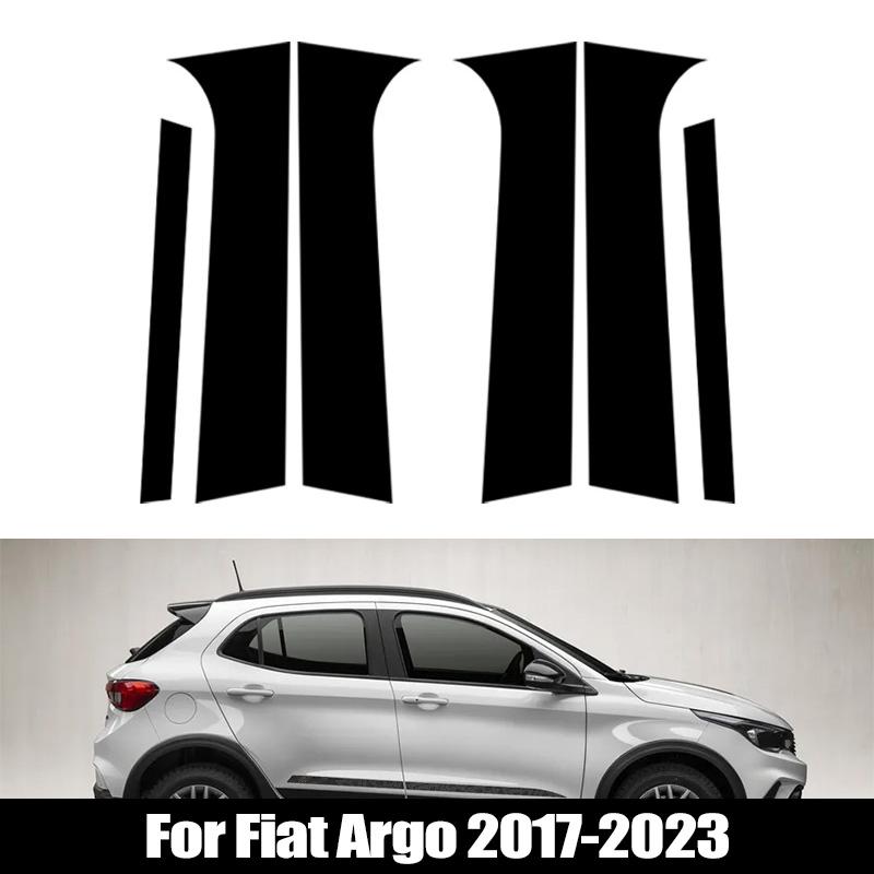 6Pcs Glossy Black Pillar Posts For Fiat Argo 2017 2018 2019 2020 2021 2022 2023 Window Decoration Cover Door Side Trim Stickers