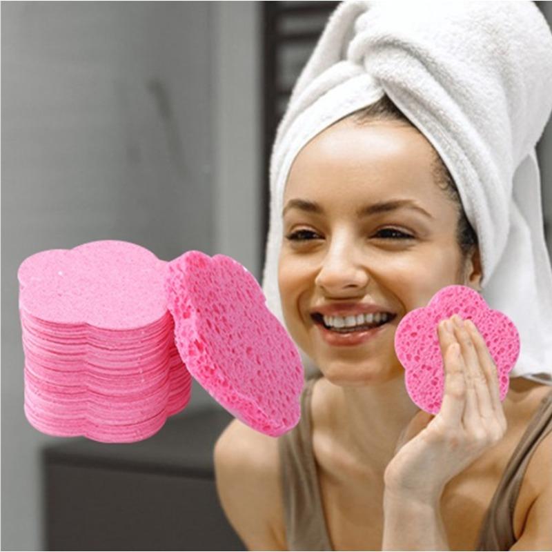 New 10-150Pcs Heart-shaped Can Face-washing Puff Natural Compressed&Degradable Face Washing Sponge Facial Facial Cleansing Tools