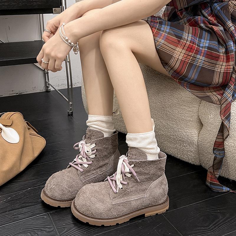 Kapibara ugly cute big head Martin boots women's 2025 new British style versatile outdoor tooling rhubarb boots