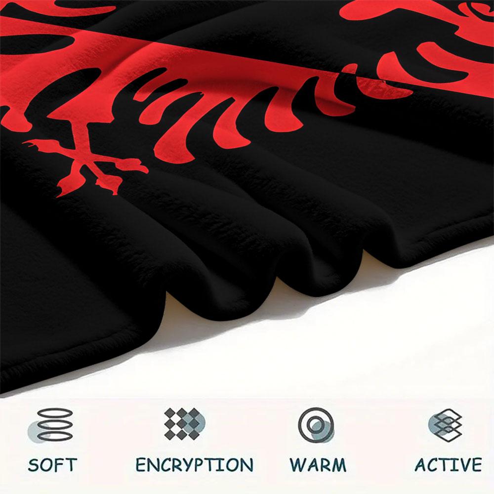 1PC Republic of Albania Patterned Flannel Blanket Suitable For All Seasons for Home Decor Warmth and Comfort Gifts Holiday Present