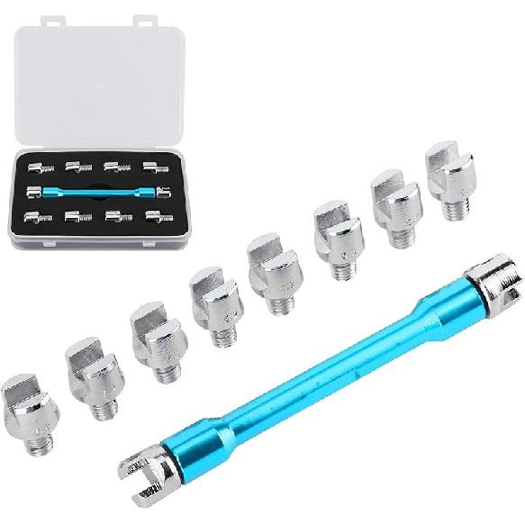 Motorcycle Spoke Wrench Set, CNC 5.0-6.8Mm, 93Mm/3.7In For Most Bikes(Blue)
