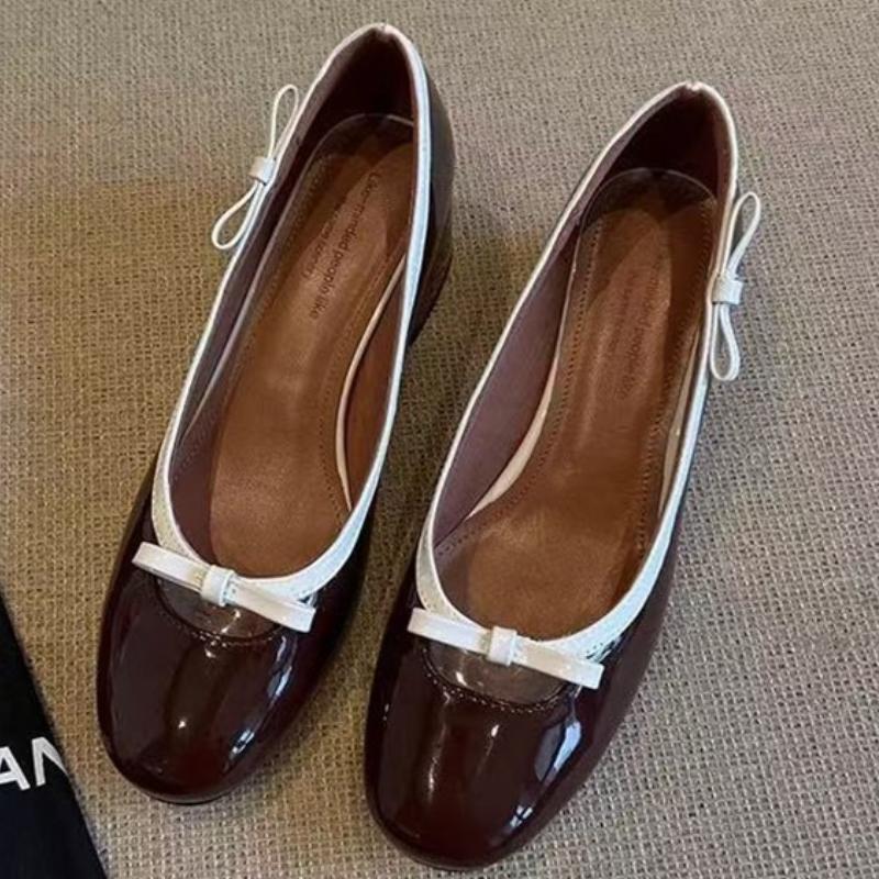 2025 Newest Genuine Mary Janes Shoes Women Round Toe Buckle Up Low Heel Flats Ladies Ballet Leather Woman