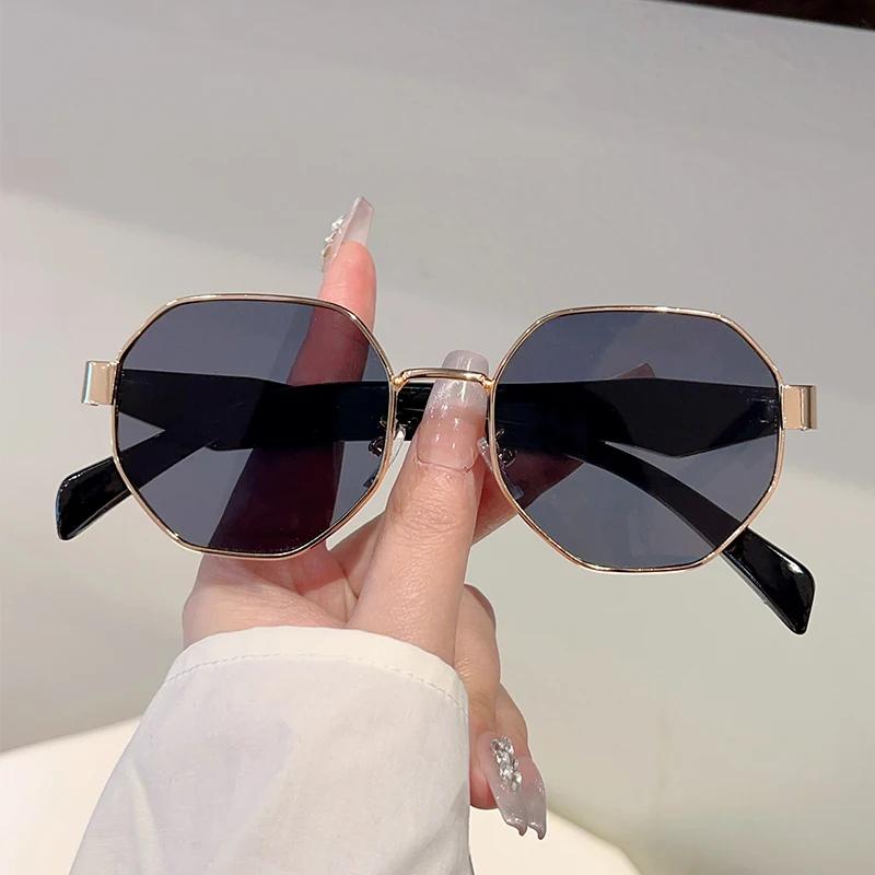 Vintage Polygon Sunglasses Men Fashion Oversized Outdoor Decor Shades Women  Trendy Brand Design Anti-UV Sun Glasses