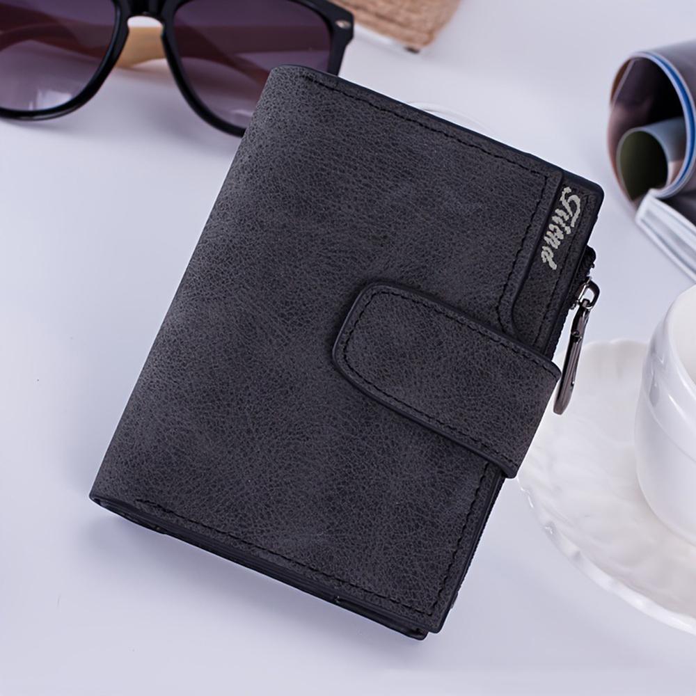 Faltbares Reißverschluss-Portemonnaie Zeitloser Mehrkartenhalter Damen Kurzes Portemonnaie Dünnes Münzfach Für Pendeln Einkaufen Büro