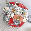 1pc Tom and Jerry pattern Umbrella Portable Folding Umbrella Iron Frame Hole Bone Structure Outdoor Home Umbrella