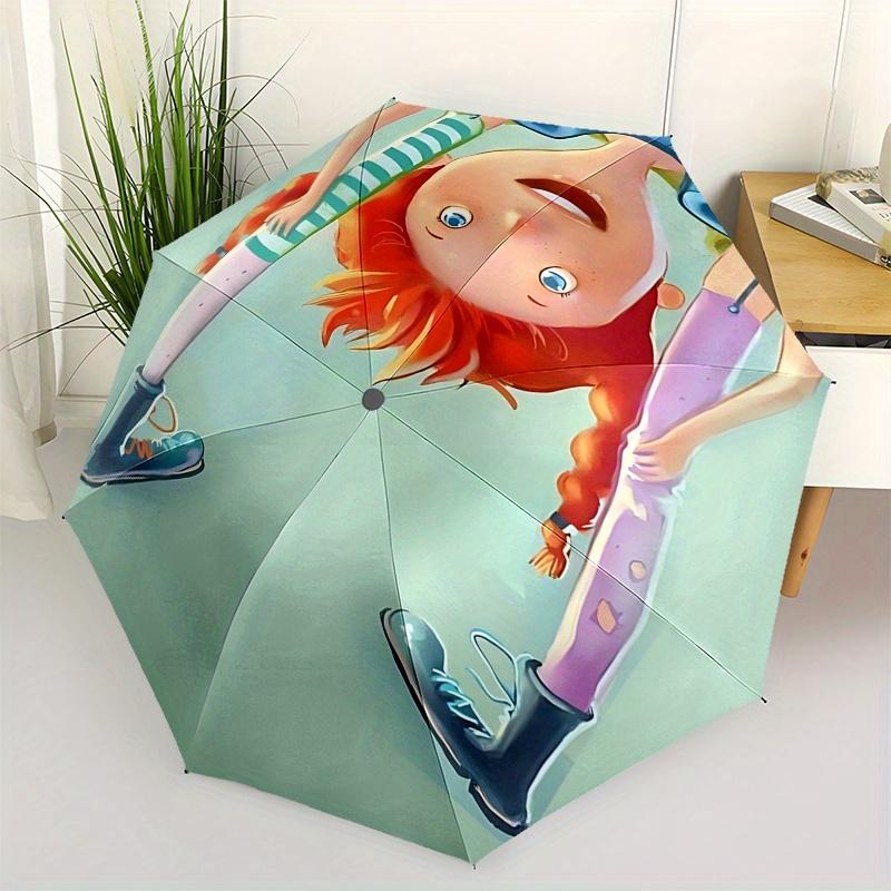 

Pippi Longstocking Automatic Opening and Closing Umbrella, Compact Travel Umbrella, Lightweight and Portable, Suitable for Beach Commuting B