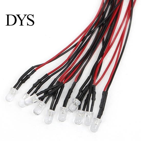 10 Stück 20 cm 3 mm/5 mm LED-Lampenkabel, vorverkabelt, DC-emittierendes Diodenlicht